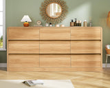 TEENFON 9 Drawer Dresser for Bedroom, 63" Wide Dressers & Chest of Drawers with Curved Profile Design, Wood Closet Storage Dressers Organizer for Bedroom, Living Room, Natural TEENFON