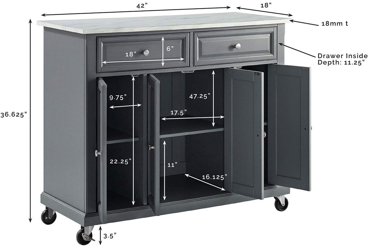Crosley Furniture Avery Kitchen Island with Storage Shelves, Microwave Stand, Coffee Bar, Gray Crosley Furniture