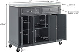 Crosley Furniture Avery Kitchen Island with Storage Shelves, Microwave Stand, Coffee Bar, Gray Crosley Furniture