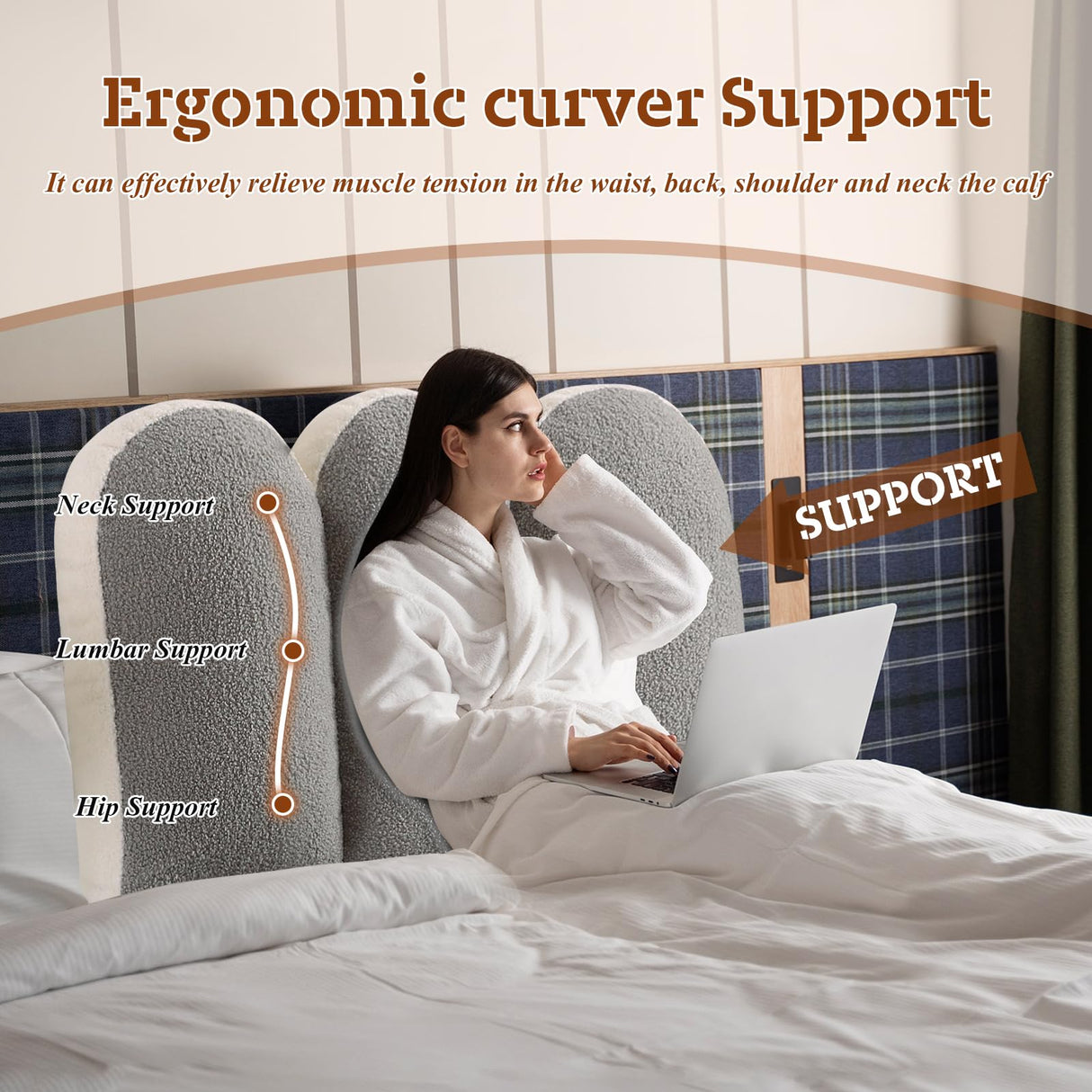 Ziihome Upholstered Tufted Headboard Pillow - Ultra Thick, Movable, Double Color Design for Twin & Queen Bed Ziihome