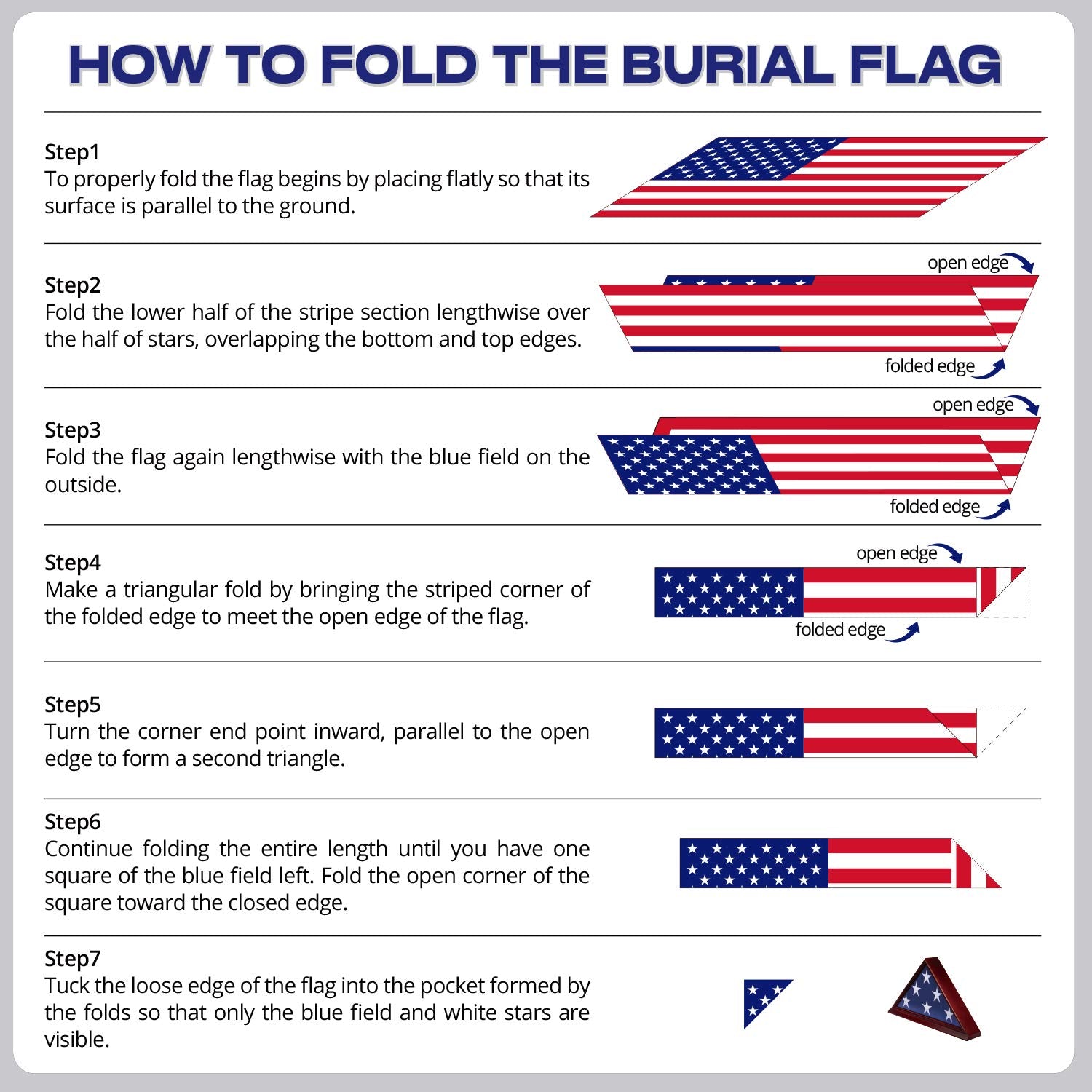 ANLEY Solid Wood Memorial Flag Display Case with Base - Real Glass Front - Wall Mounted Burial Flag Frame - American Veteran USA 5' x9.5' Folded - WoodArtSupply