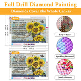 Diamond Art Kits for Adults Sunflower, DIY 5D Diamond Painting Kit for Beginners Inspirational, Inspiring Quotes Full Round Drill Gem Art Dots for Adults Home Wall Decor 16X12 Inch Okarina