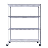 60" x 24" x 72" Chrome Silver 4-Tier Wire Shelving NSF 2400 LBS Max Capacity Heavy Duty Steel Storage Rack for Commercial, Residential, Warehouse, Stimulate Living