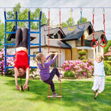 AMCCM Ninja Warrior Obstacle Course for Kids -Slackline Kit 65FT with 15 Sturdy Attachments Like Obstacle Net, Swing, Monkey Bar - Ninja Course for Kids Outside Multicolour AMCCM
