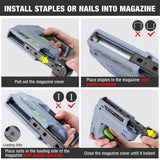 WORKPRO 3.6V Power Electric Cordless 2-in-1 Staple and Nail Gun, 2.0Ah Battery Powered Stapler for Upholstery, Crafts, DIY, Including USB Charger Cable, 2000PCS of Staples and Nails, Grey WORKPRO