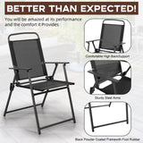 Vongrasig 6 Pieces Folding Patio Dining Set, All Weather Small Metal Outdoor Table and Chairs Set, Patio Furniture Set w/Umbrella, Glass Table & 4 Folding Chairs for Garden, Lawn, Backyard, Black Vongrasig