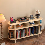 LUVIOHOME Large Round Record Player Stand with Charging Station & USB Ports，Record Storage Cabinet, Mid Century Modern Turntable Stand for Bedroom Living Room (Oak) LUVIOHOME