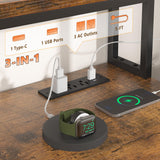 EnHomee 70.9" L Shaped Gaming Desk with Drawers Reversible L Shaped Computer Desk with Power Outlet & LED Lights Home Office Desk with Storage Shelves and Monitor Stand Corner Desk, Rustic Brown EnHomee