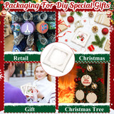 Dunzoom 12 Pcs Sublimation Ceramic Ornament Blanks with 12 Pcs Gift Box 2.9 Christmas Ornaments Ceramic Discs Ornaments Bulk Packaging Box with Window for Personalized Xmas Tree Heat Press Printing Dunzoom