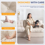 MAXYOYO 3 Seater Couch for Living Room, Boneless Couch with Tufted Cushion & Backrest, Upholstered Floor Sofa, Sofa in A Box, Beige MAXYOYO