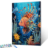 Tropical Fish,Lionfish Paint by Numbers Kits 16x20 inch Canvas Water Marine Animals DIY Gift Oil Painting for Kids, Students, Adults Beginner with Brushes and Acrylic Coral Plants Picture (Frameless) TUMOVO
