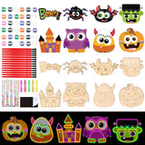 Bafeil 24 Pcs Halloween DIY Wooden Magnets to Paint, Halloween Glow in The Dark Wood Painting Crafts, Fridge Magnets Craft Kits for Boys Girls, Activities Party Favors Goodie Bag Stuffers Games Gifts Bafeil