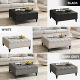 iabifo Large Square Storage Ottoman Bench,Versatile Lift-Top Coffee Table, Toy Box Footrest for Living Room in Chenille, Grey iabifo