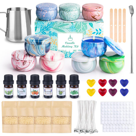 SUPERSUN Candle Making Kit for Adults, DIY Candle Making Supplies for Adults, Beginners, Include Beeswax, Candle Tins, Wicks, Essential Oils, Dyes, DIY Candle Making Set Gift for Christmas SUPERSUN