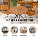 Recaceik 39" Walnut Round Dining Table for 4-6 People with Square Metal Base Recaceik