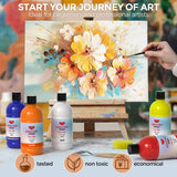 Smallbudi 15 Colors Large Acrylic Paint Set (16.9 oz,500 ml), Bulk Acrylic Paint Non-Toxic Art Painting Supplies on Multi Surface Canvas Wood Craft Fabric Rock for Artist Beginner with Color Wheel Smallbudi