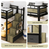 soges Twin Size Metal Loft Bed with Storage Stairs & Drawers,Space-Saving Heavy-Duty Bed Frame for Teens and Junior, No Box Spring Needed, Easy Assembly, Black soges