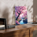 JOOZ Cherry Blossom Paint by Numbers Kit for Adults Framed Lake Paint by Number with Easel DIY Sakura Oil Painting by Numbers Adult Paint by Number Kits on Canvas Framed for Home Wall Decor 8x12 Inch JOOZ