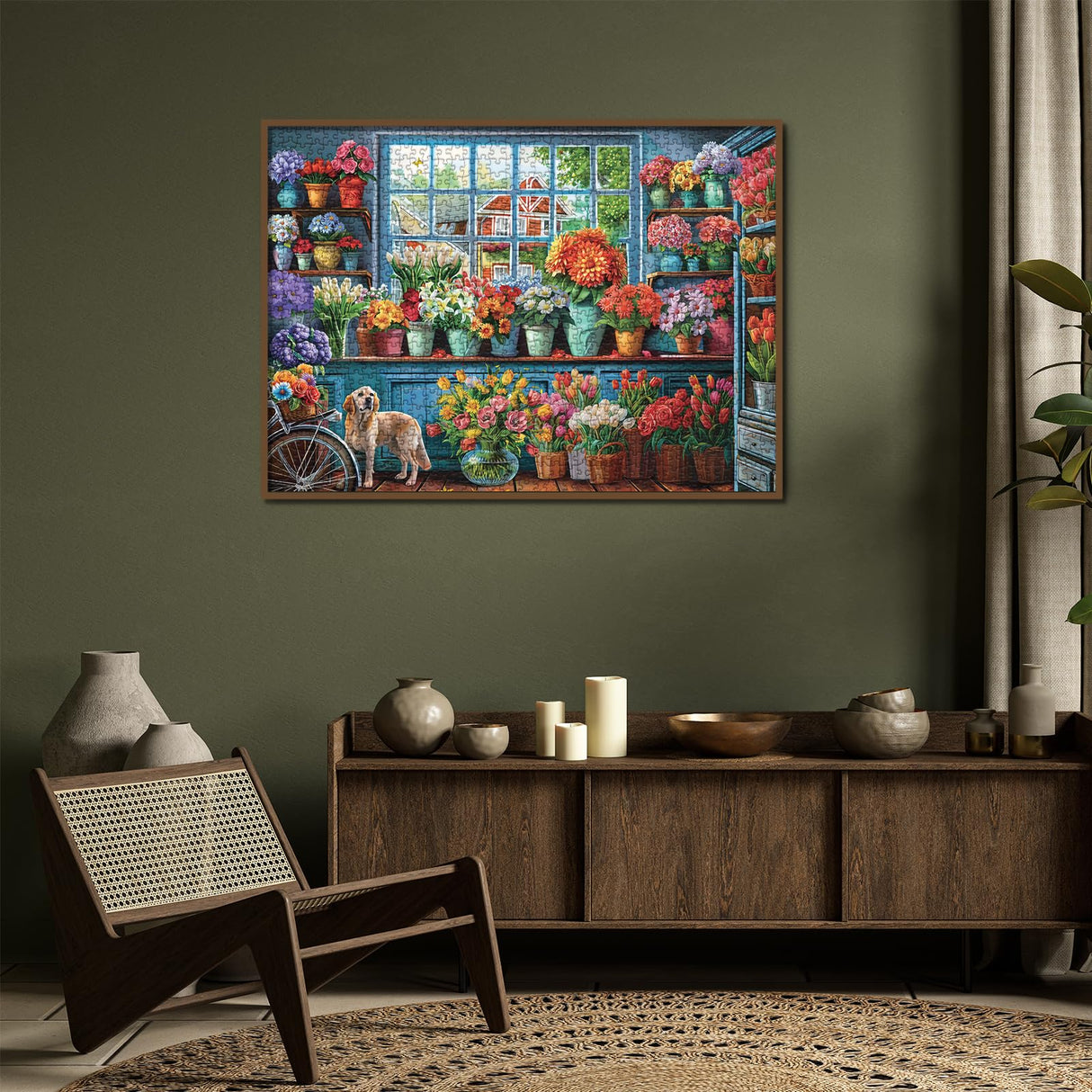 Colorful Flower Jigsaw Puzzle 1000 Piece for Adult, Dog Funny Pretty Sunflower Jigsaw Puzzles, Art Plant Rainbow Beautiful Floral Puzzle Larkipuzz