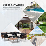 Verano Garden 4 Piece Outdoor Patio Furniture Set, Outdoor Wicker Sectional Couch, Balcony Furniture Set with Cushions & Square Table, Patio Conversation Set for Porch, Backyard (Black, 4PCS Sofa Set) Verano Garden