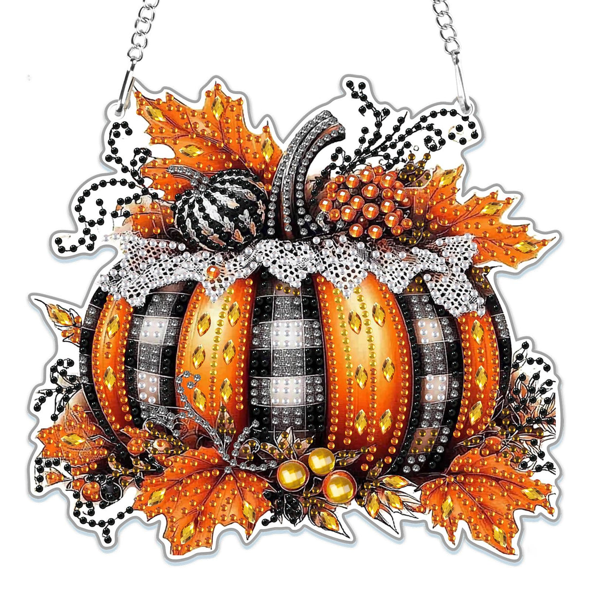 MOGTAA Fall Pumpkin Diamond Art Hanging Pendant Kits, Pumpkin Diamond Art Kits for Adults, 5D Special Shape Diamond Painting Gem Art for Home Garden Wall Decor MOGTAA