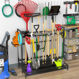 VGMiu Garden Tool Rack Organizer for Garage Yard Tool Storage, Garden Tools Storage for Organization Black Metal Gardens Tools Holder for Yard Shed Garage VGMiu