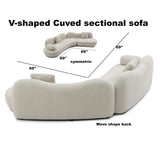BBTJOINT Curved Modular Sectional Sofa for Living Room,Minimalist Style,V-Shape Cloud-Like Design,Contemporary Boucle Fabric Upholstery,Deep Seat Off-White Couch BBTJOINT