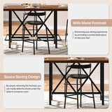Tribesigns Rectangular Counter Height Dining Table with Metal Footrest for 6 People, 35.43" Tall (Rustic Brown) Tribesigns