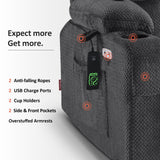 MCombo Dual Motor Power Lift Recliner Chair with Massage and Heat for Elderly People, Infinite Position, USB Ports, Cup Holders, Fabric 7890 (Medium-Regular, Dark Grey) MCombo