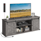 VASAGLE TV Stand for TVs up to 75 Inches, Farmhouse Entertainment Center with Sliding Barn Doors, TV Console Table for Living Room, Misty Gray ULTV325G68 VASAGLE