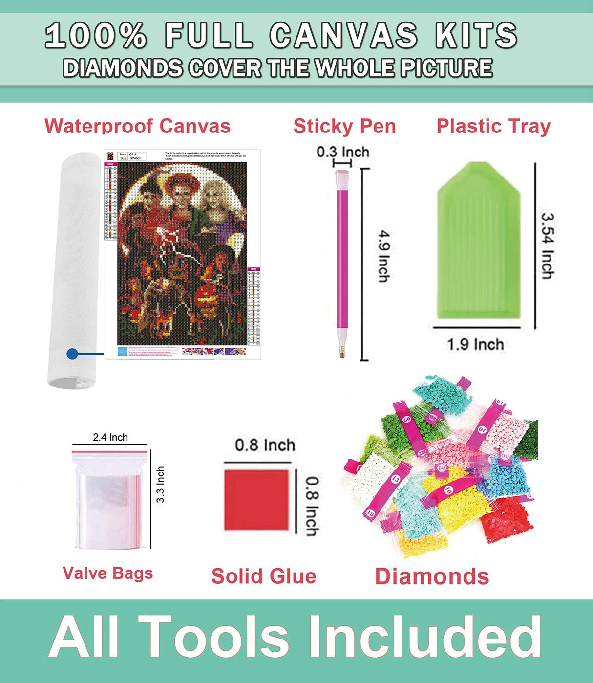 Diamond Painting Kits for Adults,Diamond Art Halloween HD Canvas DIY 5D Full Drill Round Crystal Rhinestone Gem Arts Dots Diamonds Craft Paint for New Home Wall Decor - Season of The Witch 12 x 16 in Clendo