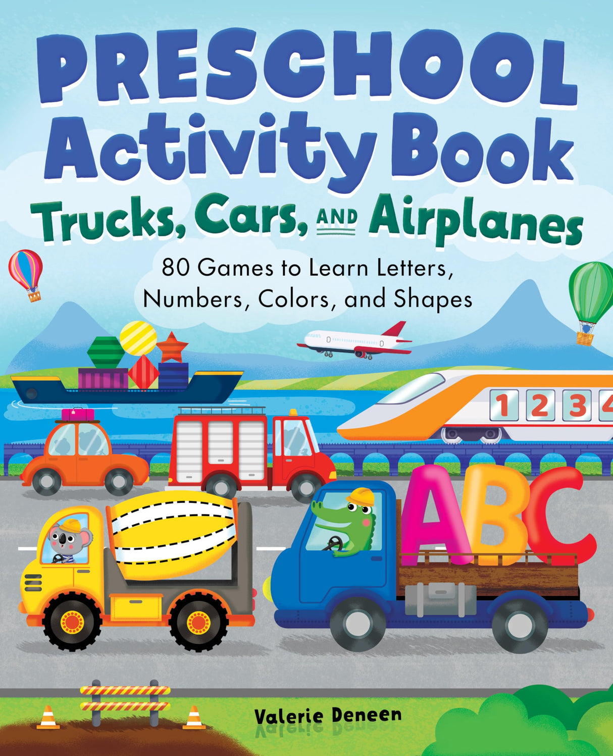 Preschool Activity Book Trucks, Cars, and Airplanes: 80 Games to Learn Letters, Numbers, Colors, and Shapes (School Skills Activity Books) WoodArtSupply