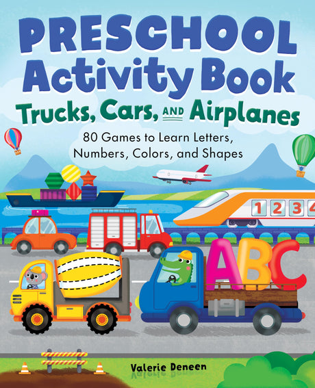 Preschool Activity Book Trucks, Cars, and Airplanes: 80 Games to Learn Letters, Numbers, Colors, and Shapes (School Skills Activity Books) WoodArtSupply