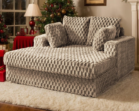 VanAcc 53 Inch Upholstered Chaise Lounge, Plush Sleeper Chair with Throw Pillows and Armrests, Sofa Bed Indoor for Living Room, Brown VanAcc