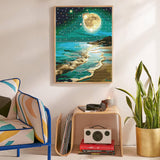 Offito Moon Beach Diamond Art Kits for Adults, 5D Seaside Moonlight Diamond Painting Kits for Beginners, DIY Full Drill Dots Gem Art Paint for Home Wall Decor 12 x 16 Inch Offito
