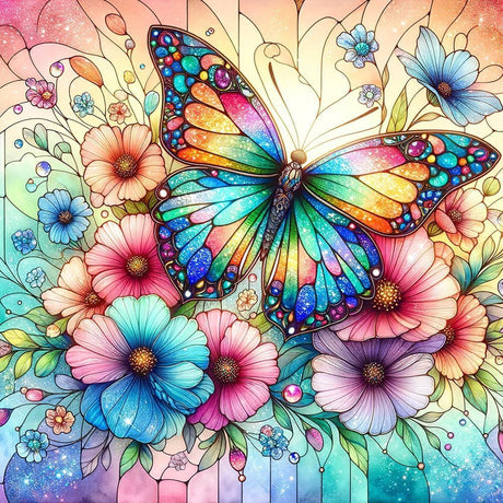 EIBEILI Diamond Painting Kits for Adults, Butterfly Flower 5D Diamond Art Kits for Beginner DIY Full Drill Diamond Dots Crystal Craft Kits for Home Wall Decor Gifts(12X12 Inch/Butterfly) EIBEILI