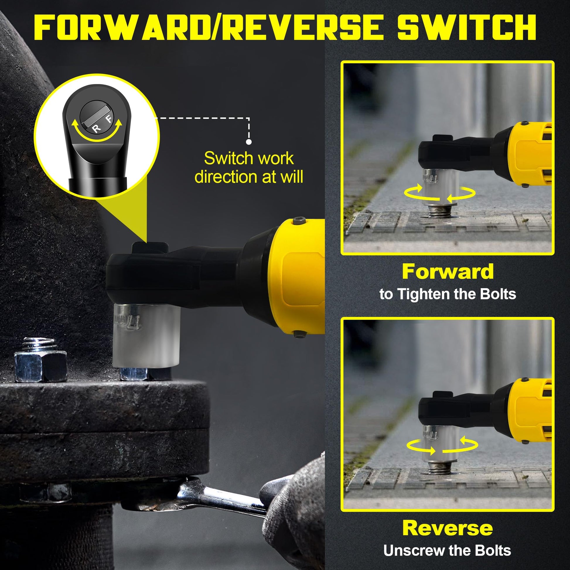 3/8" Cordless Ratchet Wrench Compatible with DEWALT 20V Battery, Electric Power Ratchet, Variable Speed Trigger, 45 Ft-lbs 400 RPM Wrench Tool, 7 Sockets, 1/4" Adapter & 3" Extension Bar (Too - WoodArtSupply