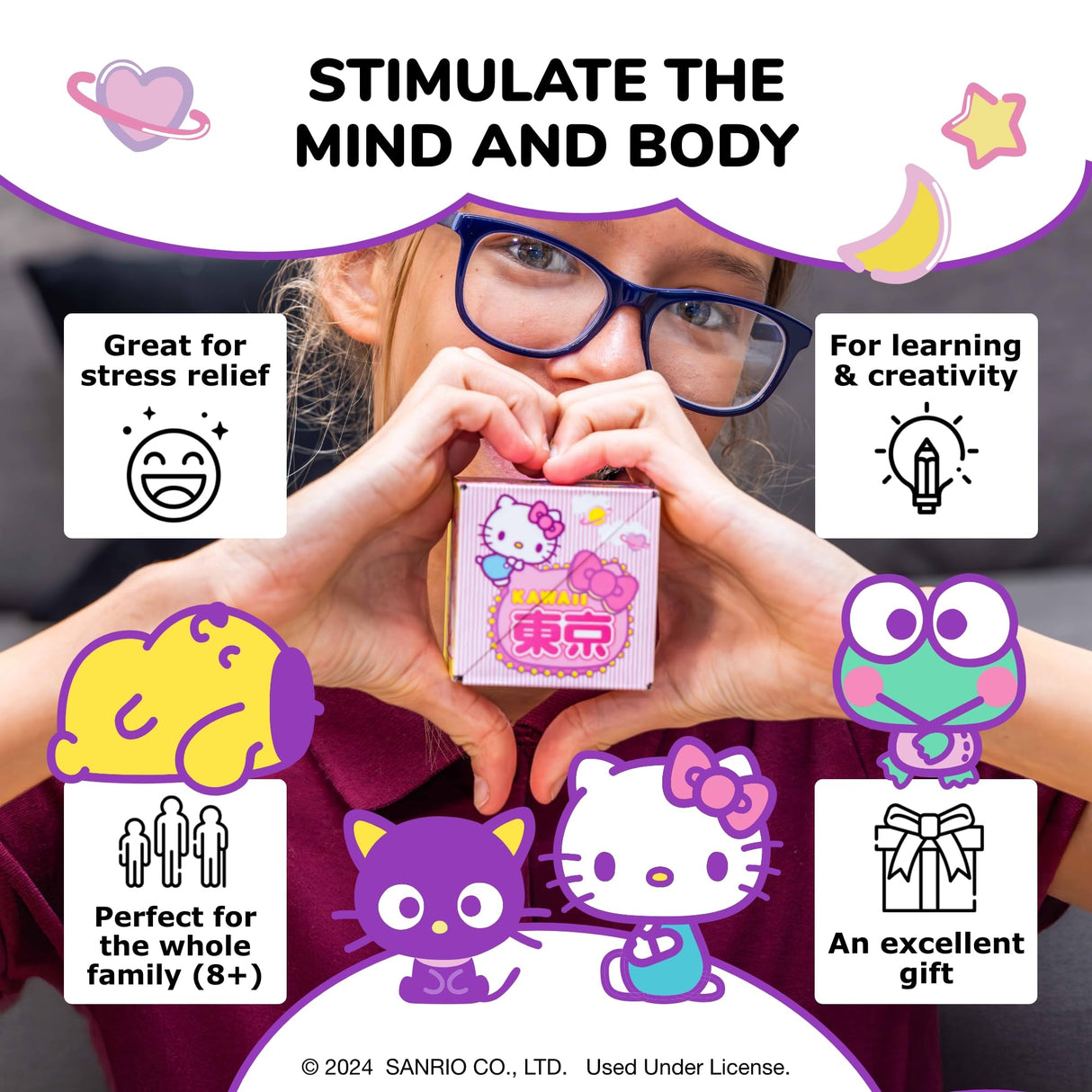 SHASHIBO Hello Kitty & Friends Shape Shifting Box - Award - Winning,Patented Magnetic Puzzle Cube w/ 36 Rare Earth Magnets - Fidget Toys for Adults & Kids 8+, Transform Into Over 70 Shape (Kawaii) Shashibo