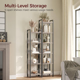 MAHANCRIS Bookshelf, 5-Tier Bookcase, Standing Book Shelf for Small Space, Storage Shelf Organizer, for Living Room, Bedroom, Study, Balcony, Greige and Black BKHG5501 MAHANCRIS