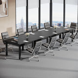 Tribesigns 6.57 ft Conference Table for 6 People, Wooden Small Square Meeting Seminar Table, Modern Boardroom Desk with Solid Wood Legs and Thickened Tabletop for Office Conference Room (2, Black) Tribesigns