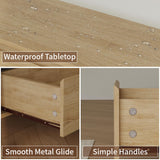 CHUWELL Dresser for Bedroom, 63" Wide Mid Century Modern Chest of Drawers with 9 Large Storage Space and 4 Solid Wood Cylindrical Legs, 9 Drawer Large Dresser for Bedroom(Oak) CHUWELL