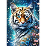 DPHERO Tiger Diamond Painting Kits for Adults,5D Glowing Tiger Diamond Art Kits for Beginners,Round Full Drill Flowers Diamond Painting Art,DIY Paint with Diamonds Gem Painting Art 12x16 inch DPHERO