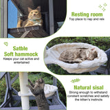 GUTINNEEN Catio Outdoor Cat Enclosure Mobile Cat House Indoor On Wheels with Scratch Post, Hammock, Resting Box, Platform, Tarp Roof 62.8", Grey GUTINNEEN