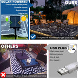 8x10Ft Outdoor Rug, Solar Powered Outdoor Rug with 113LEDs Strip Lights, Waterproof Plastic Reversible Outdoor Straw Rugs, Rugs Mat for House Deck RV Camping Patio Beach Balcony Picnic (Blue White) Capybland