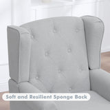 choairy Accent Chair for Living Room, Mid Century Modern Wingback Chair, Upholstered Fabric Armchair with High Back and Vintage Legs, Comfy Single Sofa Side Reading Chairs for Bedroom, Light Grey choairy