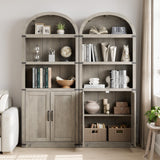 Garveehome Bookcase with Doors Arched Bookshelf 71.65in Tall Bookcase Farmhouse Cabinet with Shelves Wooden Bookshelves for Home Office, Living Room Garveehome