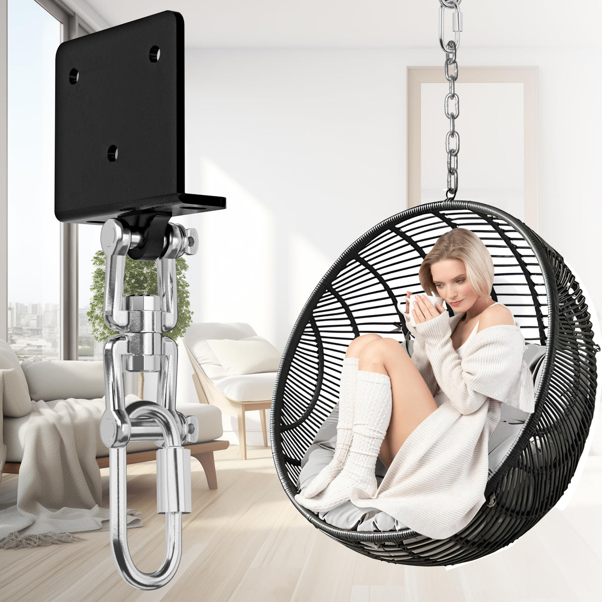 VivaZen Heavy Bag Hanger,Heavy Duty Punching Bag Mount Hanger Bracket, 360° Rotation Wood Beam Hook Bracket Ceiling Mount，Suitable for Aerial Yoga Swing & Hammock VivaZen