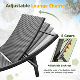GUNJI Lounge Chairs for Outside 3 Pieces Patio Adjustable Chaise Lounge Outdoor Wicker Lounge Chairs Set of 2 with Table Folding Chaise Lounger for Poolside, Deck, Lawn (Beige) GUNJI