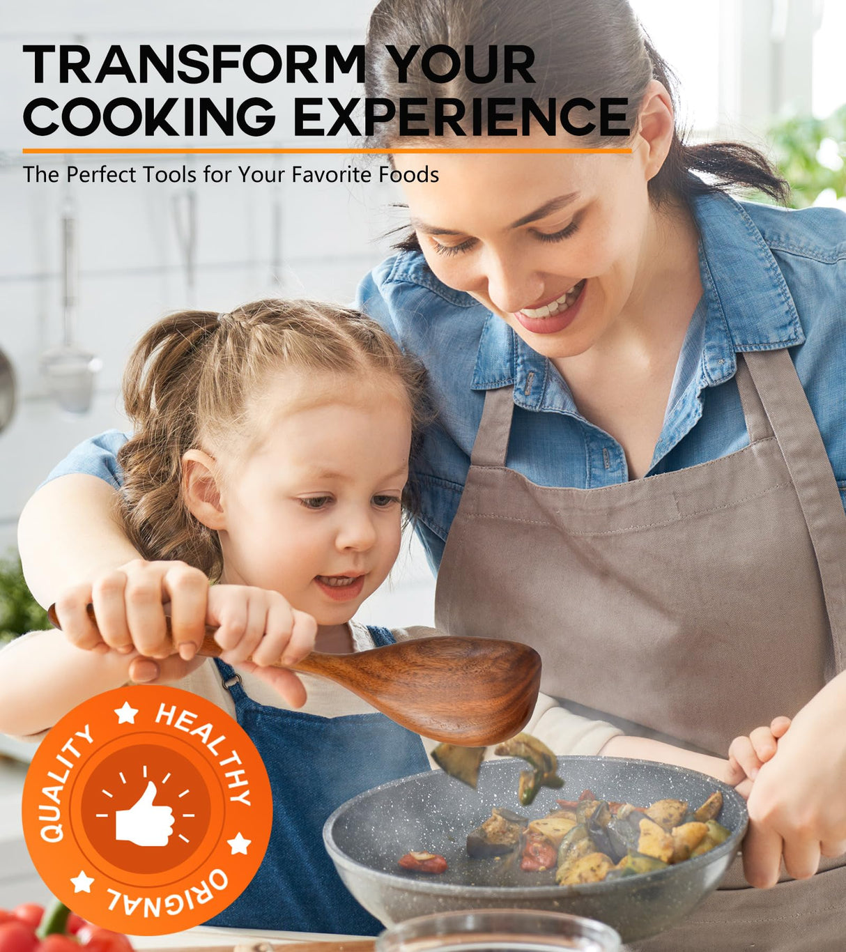 Wooden Spoons for Cooking, Natural Premium Teak Wood Corner Spoon, Good Grip Large Wooden Spoons and Wooden Spatula, Heat Resistant Wooden Cooking Utensils for Nonstick Cookware Cooking Gifts ICSTI