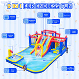 Easyair Deluxe Large Inflatable Water Slide for Big Kids, 20.5 ft L x 16.4 ft W x 7.6 ft H Water Bounce House, Outdoor Blow Up Pool, Climbing Wall, Basketball Hoop, Throw Ball Game, with 950W Blower EASYAIR